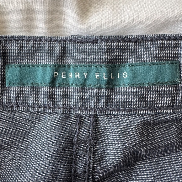 Perry Ellis Men's Flat Front Chino Casual Dress Pant Blue-Gray Trouser 34x32 - Picture 6 of 14